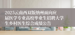 2025云南西双版纳州面向应届医学专业高校毕业生招聘大学生乡村医生综合成绩公告