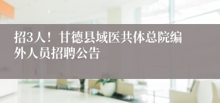 招3人!甘德县域医共体总院编外人员招聘公告