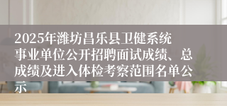 2025年潍坊昌乐县卫健系统事业单位公开招聘面试成绩、总成绩及进入体检考察范围名单公示