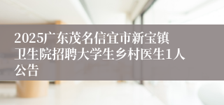 2025广东茂名信宜市新宝镇卫生院招聘大学生乡村医生1人公告