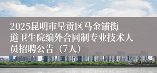 2025昆明市呈贡区马金铺街道卫生院编外合同制专业技术人员招聘公告（7人）