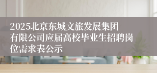 2025北京东城文旅发展集团有限公司应届高校毕业生招聘岗位需求表公示