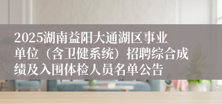 2025湖南益阳大通湖区事业单位（含卫健系统）招聘综合成绩及入围体检人员名单公告
