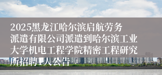 2025黑龙江哈尔滨启航劳务派遣有限公司派遣到哈尔滨工业大学机电工程学院精密工程研究所招聘1人公告