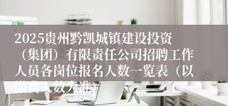 2025贵州黔凯城镇建设投资（集团）有限责任公司招聘工作人员各岗位报名人数一览表（以缴费人数为准）