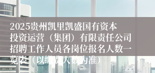 2025贵州凯里凯盛国有资本投资运营（集团）有限责任公司招聘工作人员各岗位报名人数一览表（以缴费人数为准）