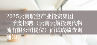 2025云南航空产业投资集团三季度招聘（云南云航投现代物流有限公司岗位）面试成绩查询通知