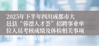 2025年下半年四川成都市大邑县“蓉漂人才荟”招聘事业单位人员考核成绩及体检相关事项公告（西安站）