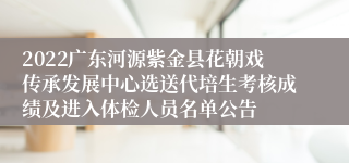 2022广东河源紫金县花朝戏传承发展中心选送代培生考核成绩及进入体检人员名单公告