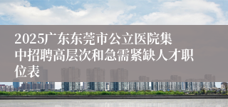 2025广东东莞市公立医院集中招聘高层次和急需紧缺人才职位表