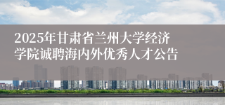 2025年甘肃省兰州大学经济学院诚聘海内外优秀人才公告