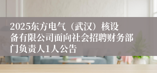 2025东方电气（武汉）核设备有限公司面向社会招聘财务部门负责人1人公告