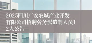 2025四川广安农城产业开发有限公司招聘劳务派遣制人员12人公告