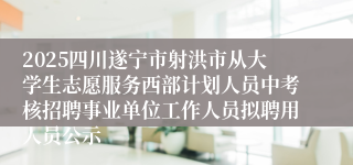 2025四川遂宁市射洪市从大学生志愿服务西部计划人员中考核招聘事业单位工作人员拟聘用人员公示