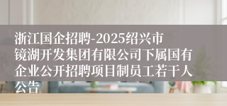 浙江国企招聘-2025绍兴市镜湖开发集团有限公司下属国有企业公开招聘项目制员工若干人公告