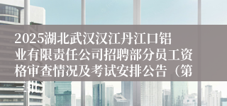 2025湖北武汉汉江丹江口铝业有限责任公司招聘部分员工资格审查情况及考试安排公告（第三批）