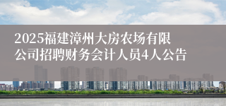 2025福建漳州大房农场有限公司招聘财务会计人员4人公告