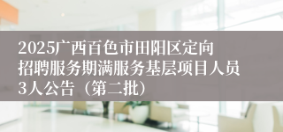 2025广西百色市田阳区定向招聘服务期满服务基层项目人员3人公告（第二批）
