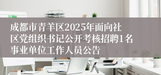 成都市青羊区2025年面向社区党组织书记公开考核招聘1名事业单位工作人员公告
