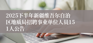 2025下半年新疆维吾尔自治区地质局招聘事业单位人员151人公告