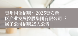 贵州国企招聘：2025贵安新区产业发展控股集团有限公司下属子公司招聘25人公告