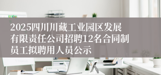 2025四川川藏工业园区发展有限责任公司招聘12名合同制员工拟聘用人员公示