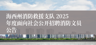 海西州消防救援支队 2025年度面向社会公开招聘消防文员公告