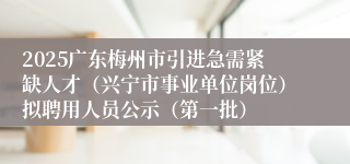 2025广东梅州市引进急需紧缺人才（兴宁市事业单位岗位）拟聘用人员公示（第一批）