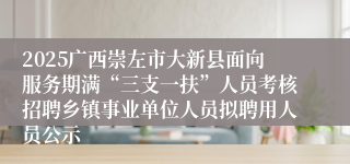 2025广西崇左市大新县面向服务期满“三支一扶”人员考核招聘乡镇事业单位人员拟聘用人员公示