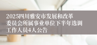 2025四川雅安市发展和改革委员会所属事业单位下半年选调工作人员4人公告