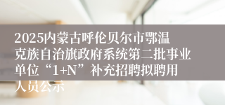 2025内蒙古呼伦贝尔市鄂温克族自治旗政府系统第二批事业单位“1+N”补充招聘拟聘用人员公示