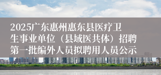 2025广东惠州惠东县医疗卫生事业单位（县域医共体）招聘第一批编外人员拟聘用人员公示