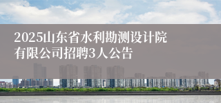 2025山东省水利勘测设计院有限公司招聘3人公告