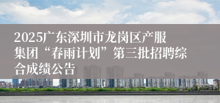 2025广东深圳市龙岗区产服集团“春雨计划”第三批招聘综合成绩公告