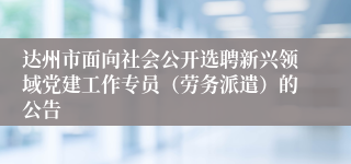 达州市面向社会公开选聘新兴领域党建工作专员（劳务派遣）的公告