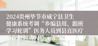2024贵州毕节市威宁县卫生健康系统考调“乡编县用、跟班学习轮训”医务人员到县直医疗单位拟调动人员（第二批）公示