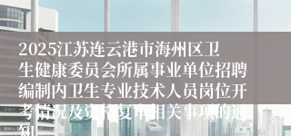 2025江苏连云港市海州区卫生健康委员会所属事业单位招聘编制内卫生专业技术人员岗位开考情况及资格复审相关事项的通知