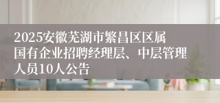 2025安徽芜湖市繁昌区区属国有企业招聘经理层、中层管理人员10人公告
