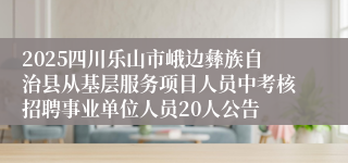 2025四川乐山市峨边彝族自治县从基层服务项目人员中考核招聘事业单位人员20人公告