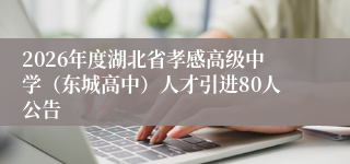 2026年度湖北省孝感高级中学（东城高中）人才引进80人公告