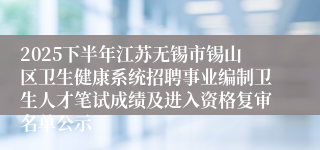 2025下半年江苏无锡市锡山区卫生健康系统招聘事业编制卫生人才笔试成绩及进入资格复审名单公示