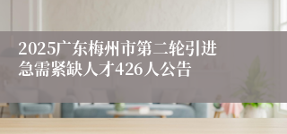 2025广东梅州市第二轮引进急需紧缺人才426人公告