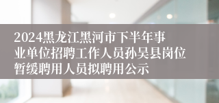 2024黑龙江黑河市下半年事业单位招聘工作人员孙吴县岗位暂缓聘用人员拟聘用公示