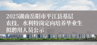 2025湖南岳阳市平江县基层农技、水利特岗定向培养毕业生拟聘用人员公示