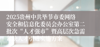 2025贵州中共毕节市委网络安全和信息化委员会办公室第二批次“人才强市”暨高层次急需紧缺人才引进实施方案