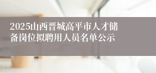 2025山西晋城高平市人才储备岗位拟聘用人员名单公示