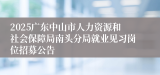 2025广东中山市人力资源和社会保障局南头分局就业见习岗位招募公告