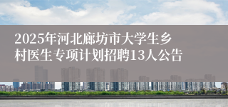 2025年河北廊坊市大学生乡村医生专项计划招聘13人公告