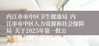 内江市市中区卫生健康局  内江市市中区人力资源和社会保障局  关于2025年第一批公开考核招聘工作人员拟聘用人员名单的公示