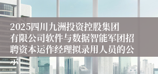 2025四川九洲投资控股集团有限公司软件与数据智能军团招聘资本运作经理拟录用人员的公示